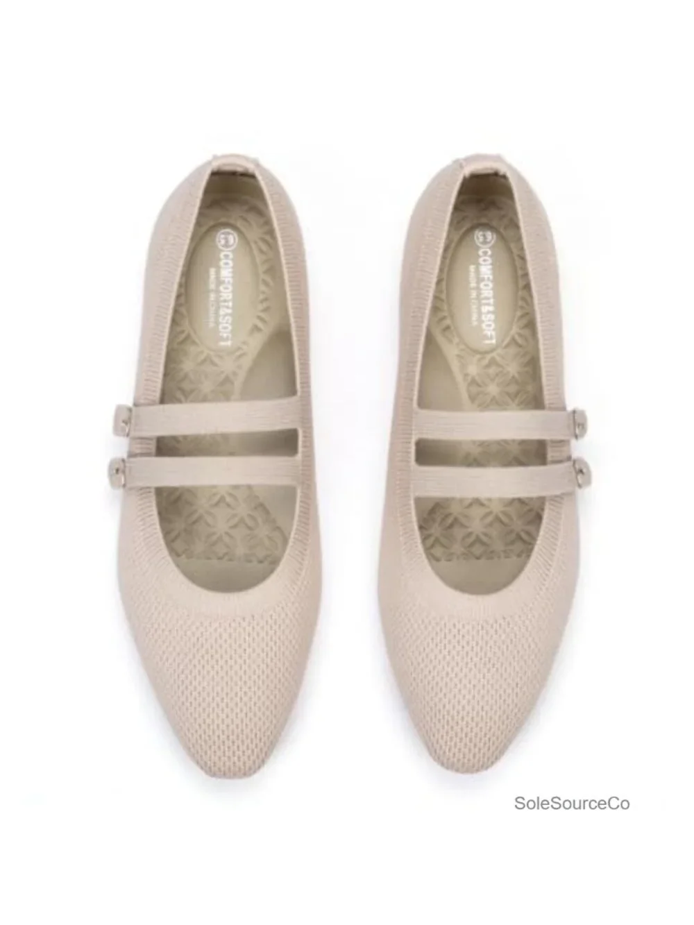 Women's Double Strap Mary Jane Knit Flats, Foldable